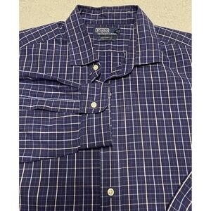 Polo Ralph Lauren Button Up‎ Shirt Mens XXL Blue Plaid Westerton Cotton 2XL